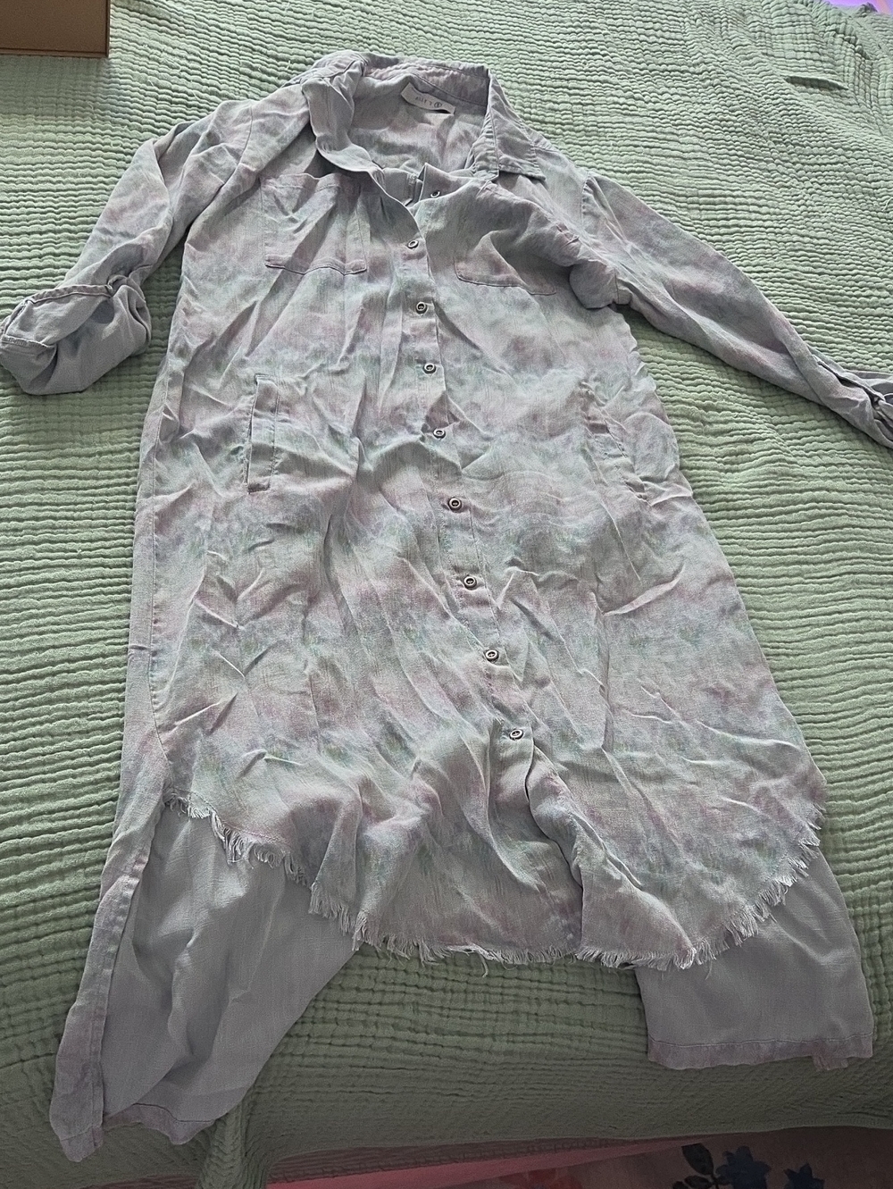 Light Pastel Button-Front Midi Dress